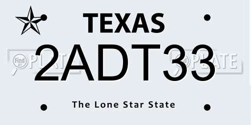 2ADT33 Texas License Plate