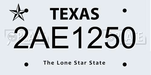 2AE1250 Texas License Plate