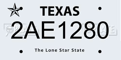 2AE1280 Texas License Plate