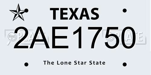 2AE1750 Texas License Plate