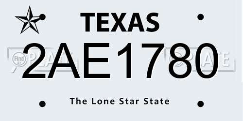 2AE1780 Texas License Plate