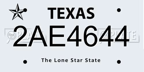 2AE4644 Texas License Plate