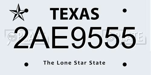 2AE9555 Texas License Plate