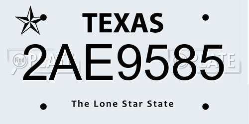 2AE9585 Texas License Plate
