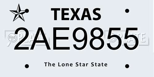 2AE9855 Texas License Plate
