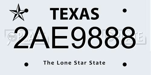 2AE9888 Texas License Plate