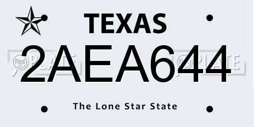 2AEA644 Texas License Plate