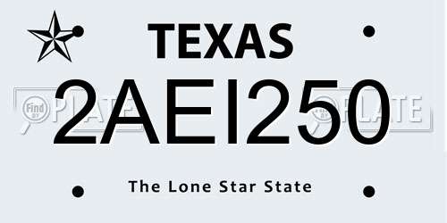 2AEI250 Texas License Plate