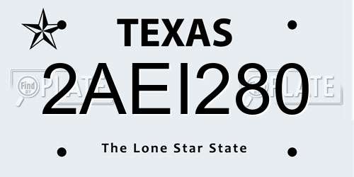 2AEI280 Texas License Plate
