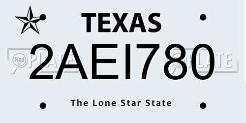 2AEI780 Texas License Plate