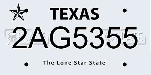 2AG5355 Texas License Plate