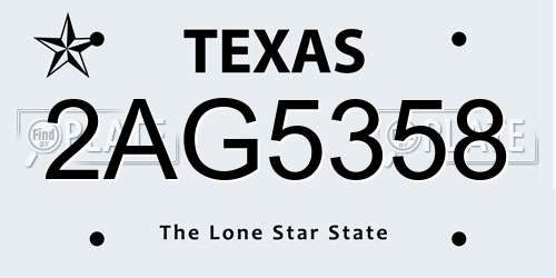 2AG5358 Texas License Plate
