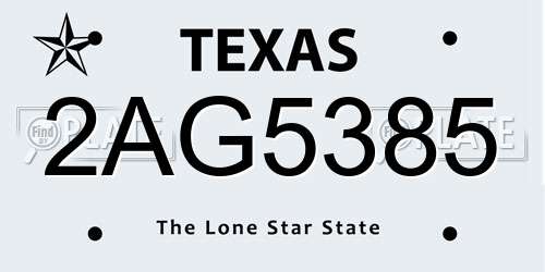 2AG5385 Texas License Plate