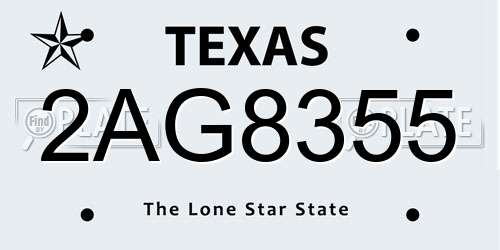 2AG8355 Texas License Plate