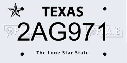 2AG971 Texas License Plate