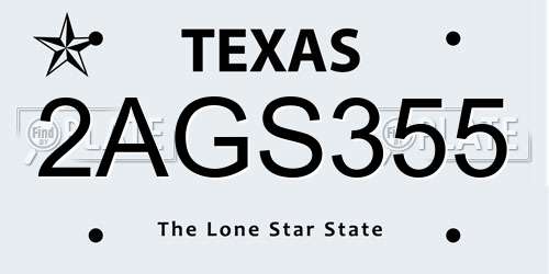 2AGS355 Texas License Plate