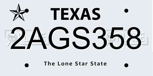 2AGS358 Texas License Plate