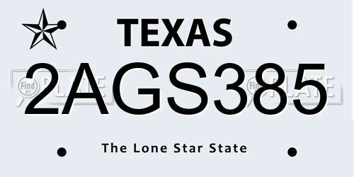 2AGS385 Texas License Plate