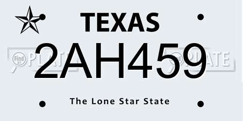 2AH459 Texas License Plate