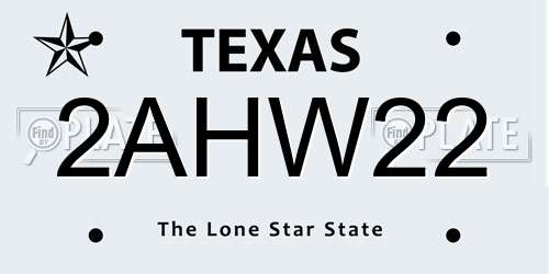 2AHW22 Texas License Plate