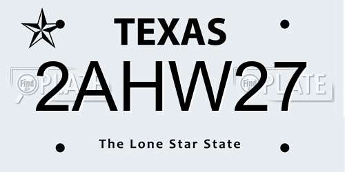 2AHW27 Texas License Plate