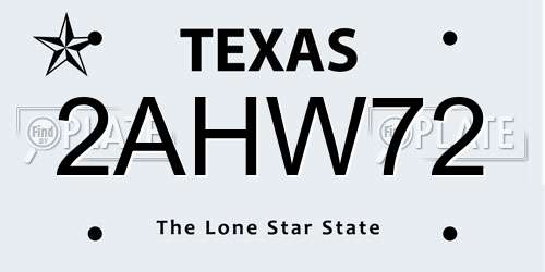 2AHW72 Texas License Plate