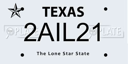 2AIL21 Texas License Plate