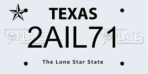 2AIL71 Texas License Plate