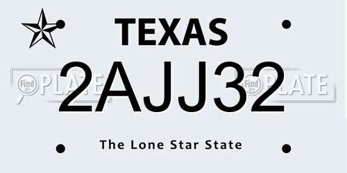 2AJJ32 Texas License Plate