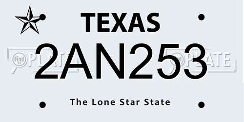 2AN253 Texas License Plate