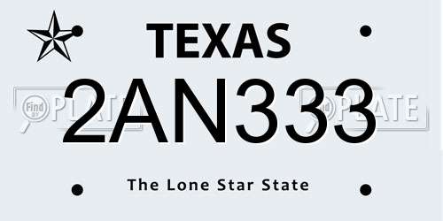 2AN333 Texas License Plate