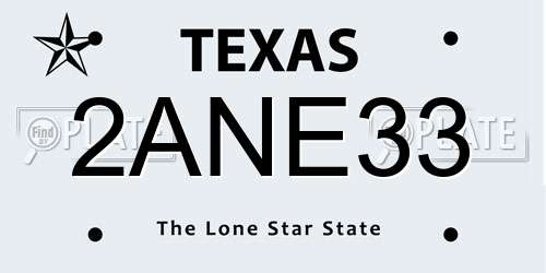 2ANE33 Texas License Plate