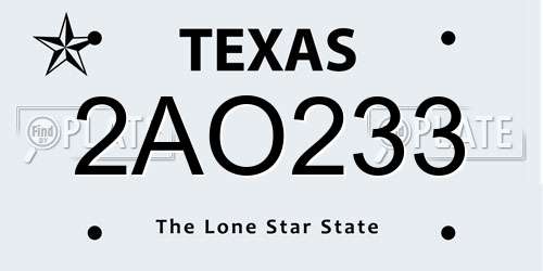 2AO233 Texas License Plate