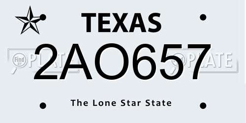 2AO657 Texas License Plate