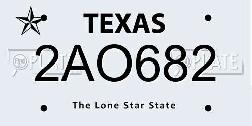2AO682 Texas License Plate