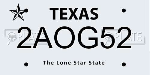 2AOG52 Texas License Plate