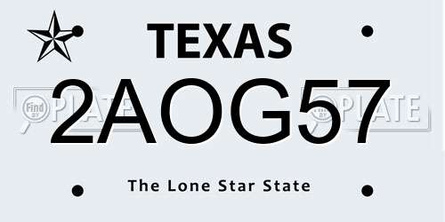 2AOG57 Texas License Plate