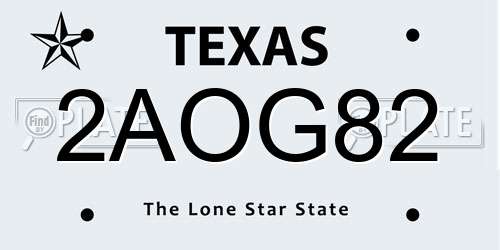 2AOG82 Texas License Plate