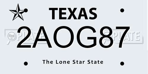 2AOG87 Texas License Plate