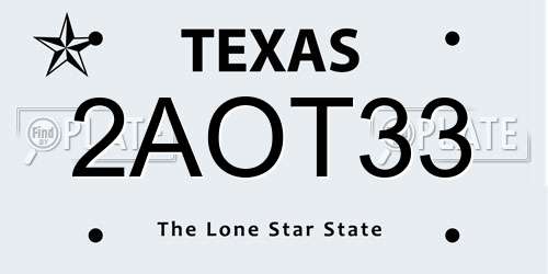 2AOT33 Texas License Plate