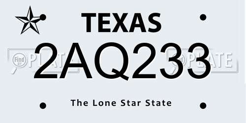 2AQ233 Texas License Plate