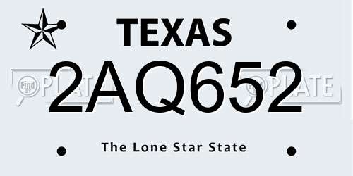 2AQ652 Texas License Plate