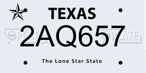 2AQ657 Texas License Plate