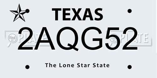2AQG52 Texas License Plate