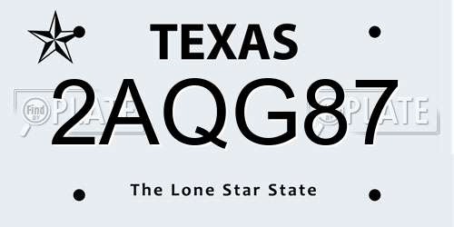 2AQG87 Texas License Plate