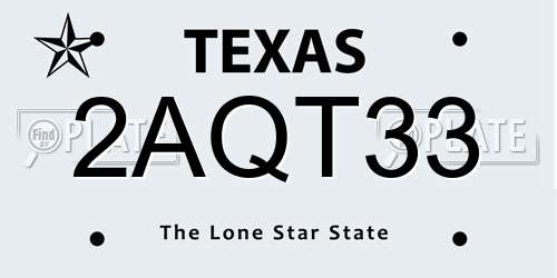 2AQT33 Texas License Plate