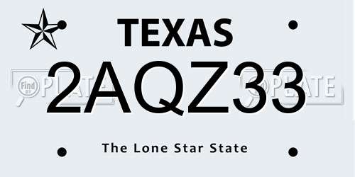 2AQZ33 Texas License Plate
