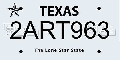 2ART963 Texas License Plate