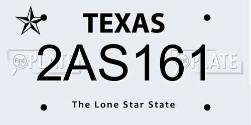 2AS161 Texas License Plate
