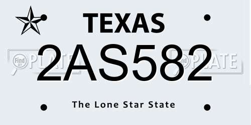 2AS582 Texas License Plate